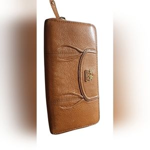 Coach cognac zipper wallet
